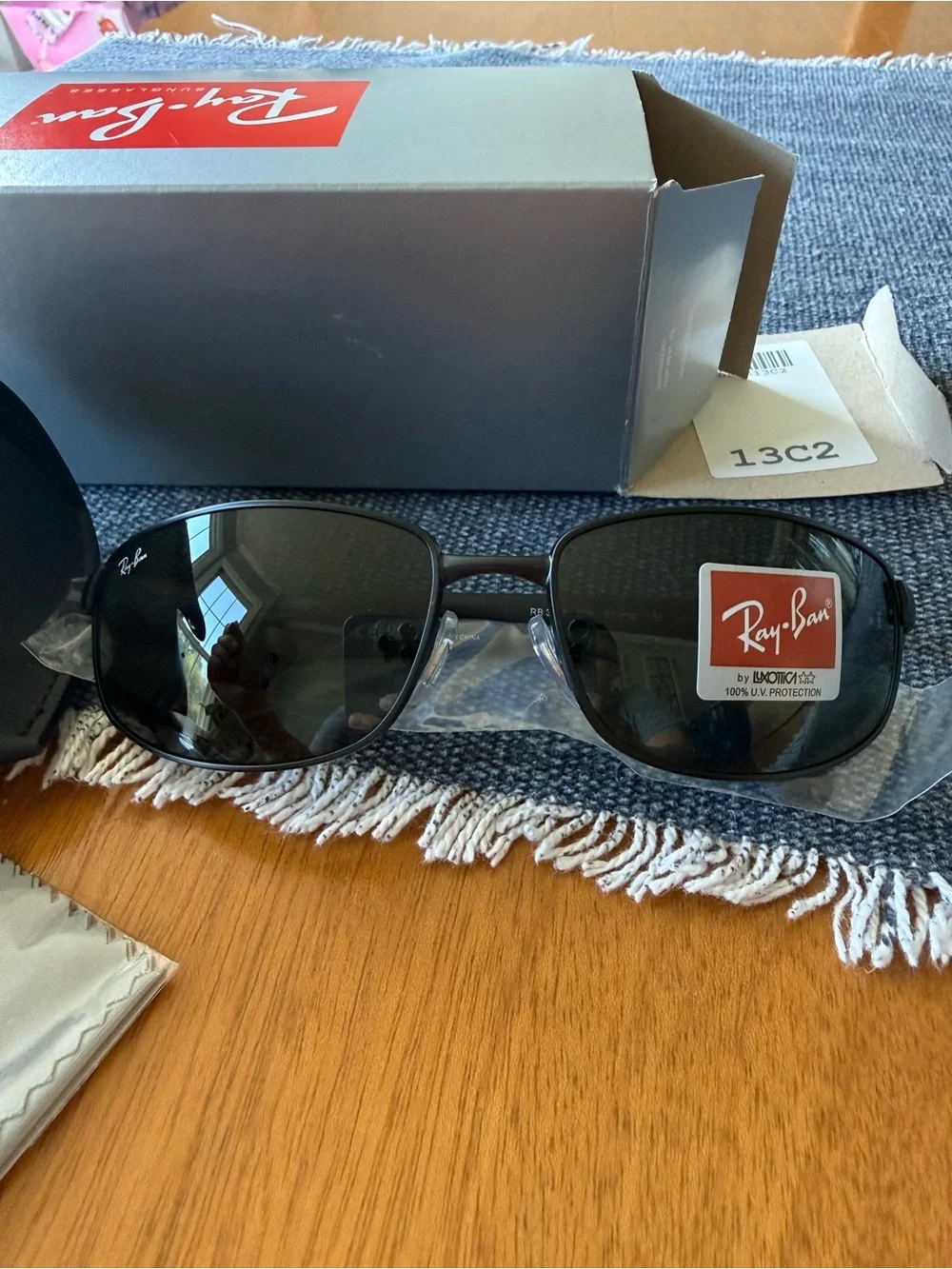 Ray-Ban Matte Black Sunglasses with Crystal Green Lenses RB3254